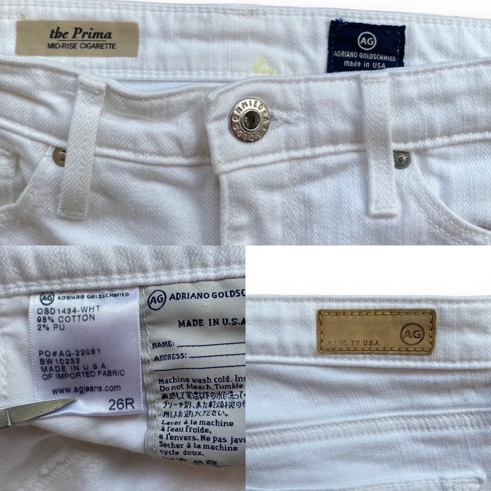 AG Adriano Goldschmied White The Prima Mid-Rise Cigarette Jeans Size 26 - Picture 11 of 16